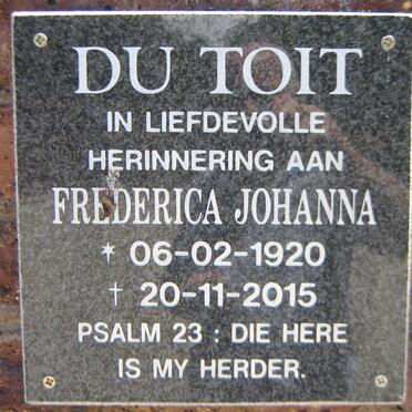 TOIT Frederica Johanna, du 1920-2015