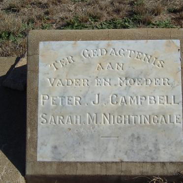 CAMPBELL Peter J. &amp; Sarah M. nee NIGHTINGALE