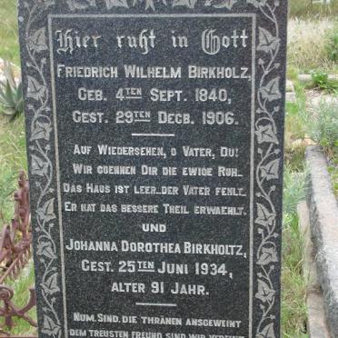 BIRKHOLTZ Friedrich Wilhelm 1840-1906 &amp;  Johanna Dorothea -1934 