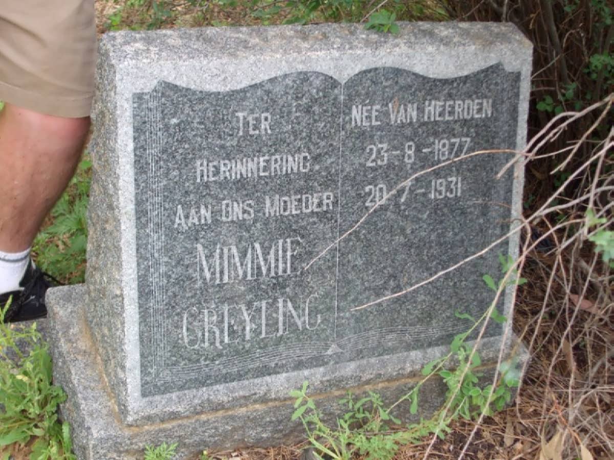 GREYLING Mimmie nee VAN HEERDEN 1877-1931