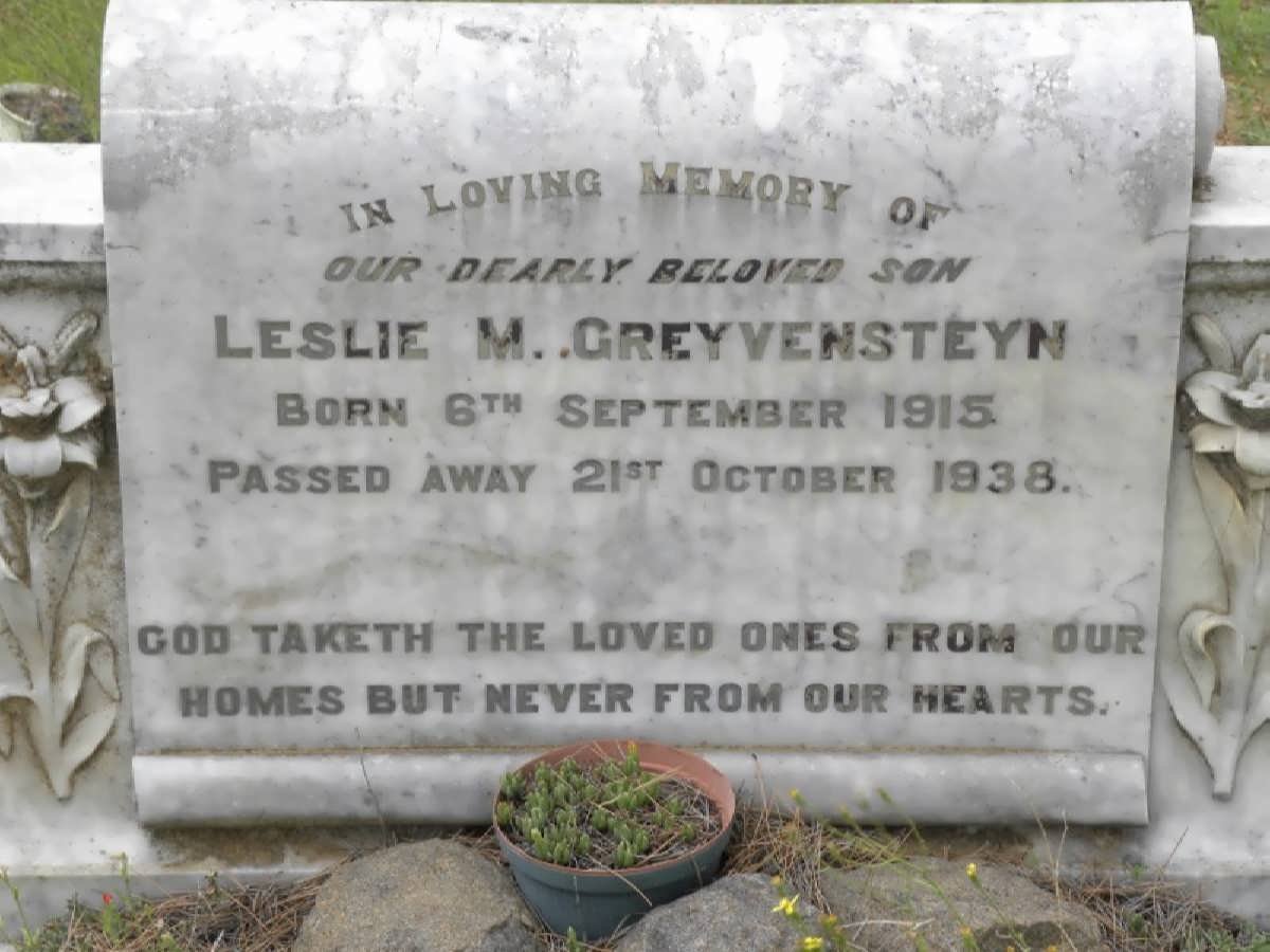 GREYVENSTEYN Leslie M. 1915-1938