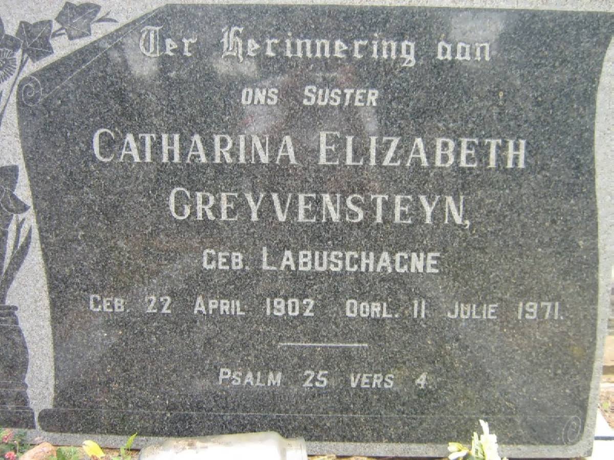 GREYVENSTEYN Catharina Elizabeth nee LABUSCHAGNE 1902-1971