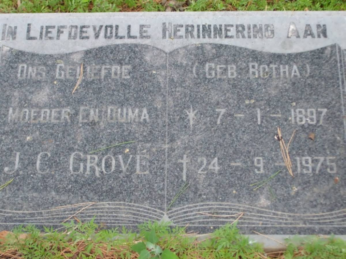 GROVE J.C. nee BOTHA 1897-1975