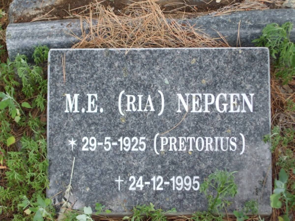 NEPGEN M.E. nee PRETORIUS 1925-1995