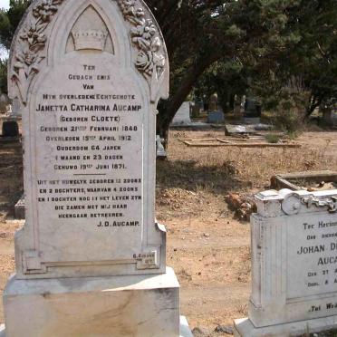 AUCAMP Johan Diederick 1844-1940 &amp; Janetta Catharina CLOETE 1848-1912