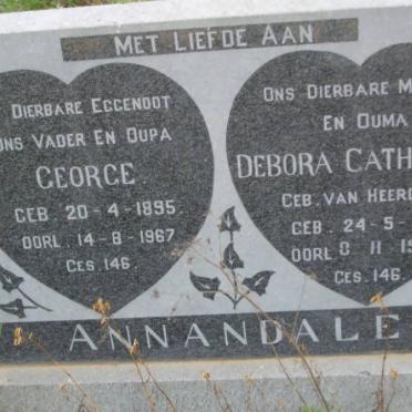 ANNANDALE George 1895-1967 &amp; Debora Catherina VAN HEERDEN 1896-1980
