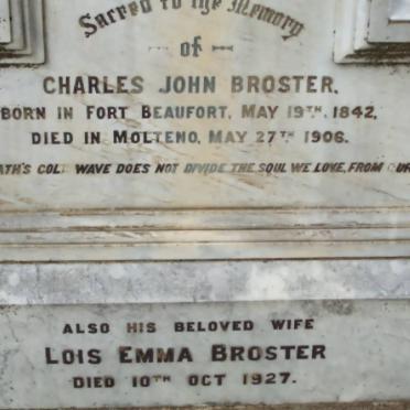BROSTER Charles John 1842-1906 &amp; Lois Emma -1927