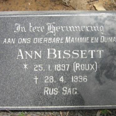 BISSETT Ann nee ROUX 1897-1996