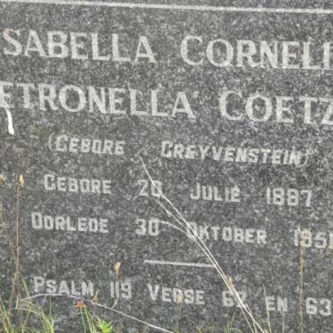 COETZEE Isabella Cornelia Petronella nee GREYVENSTEIN 1887-1951