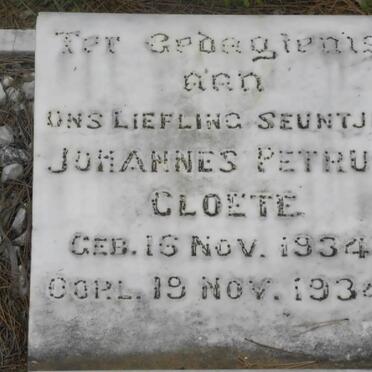 CLOETE Johannes Petrus 1934-1934