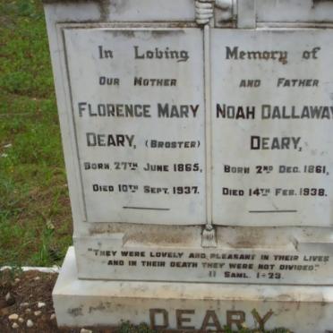 DEARY Noah Dallaway 1861-1938 &amp; Florence Mary BROSTER 1865-1937