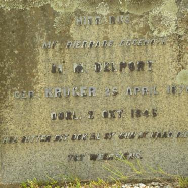 DELPORT M.M. nee KRUGER 1870-1945