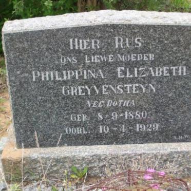 GREYVENSTEYN Philippina Elizabeth nee BOTHA 1880-1929
