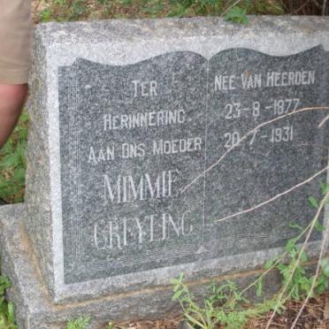 GREYLING Mimmie nee VAN HEERDEN 1877-1931