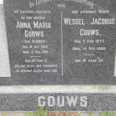 GOUWS Wessel Jacobus 1877-1950 &amp; Anna Maria ALDRICH 1883-1941