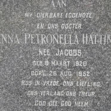 HATTINGH Anna Petronella nee JACOBS 1928-1952