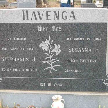HAVENGA Stephanus J. 1889-1968 &amp; Susanna E. BESTER 1903-