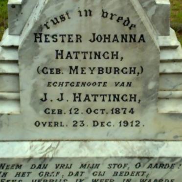 HATTINGH Hester Johanna nee MEYBURGH 1874-1912