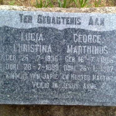 HATTINGH George Marthinus 1906-1907 :: HATTINGH Lucia Christina 1896-1898