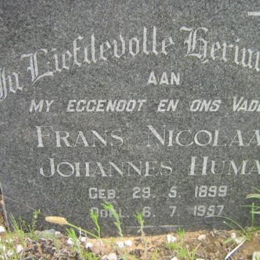 HUMAN Frans Nicolaas Johannes 1899-1957