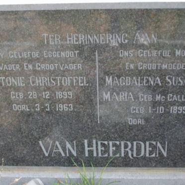 HEERDEN Antonie Christoffel, van 1899-1963 &amp; Magdalena Susanna Maria Mc CALLAGHAN 1895-