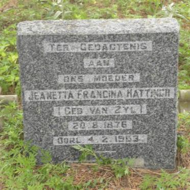 HATTINGH Jeanetta Francina nee VAN ZYL 1876-1953