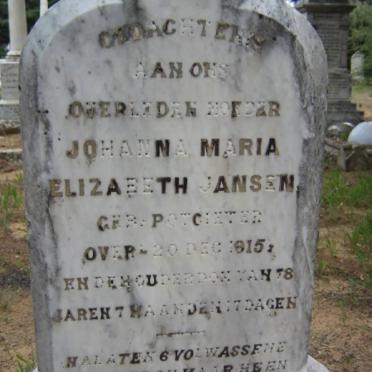 JANSEN Johanna Maria Elizabeth nee POTGIETER -1915