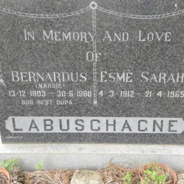 LABUSCHAGNE Bernardus 1903-1980 &amp; Esme Sarah 1912-1965
