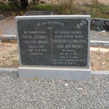 MERWE Pieter Jacobus, van der 1897-1974 &amp; Wilhelmina Christina MARAIS 1896-1964