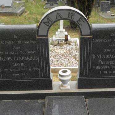 MARE Jacob Gerhardus 1908-1973 &amp; Heyla Magdalena Fredrieka KLOPPER 1916-1997