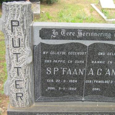 PUTTER S.P. 1904-1982 &amp; A.C. PRINSLOO 1909-