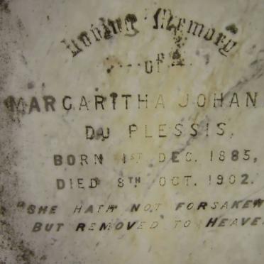 PLESSIS Margaritha Johanna, du 1885-1902
