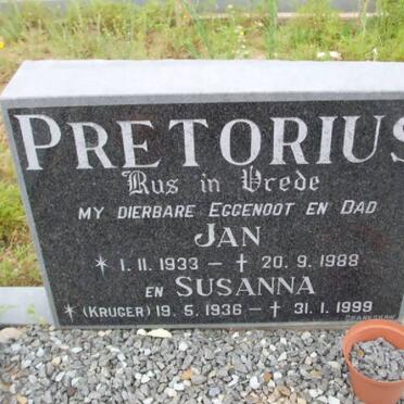 PRETORIUS Jan 1933-1988 &amp; Susanna KRUGER 1936-1999