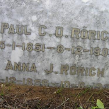 RöRICH Paul C.O. 1851-1909 &amp; Anna J. 1856-1939