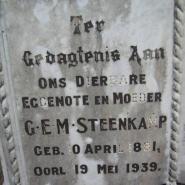 STEENKAMP G.E.M. 1881-1939