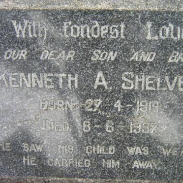 SHELVER Kenneth A. 1914-1937