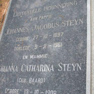 STEYN Johannes Jacobus 1897-1961 &amp; Johanna Catharina BAARD 1908-1992