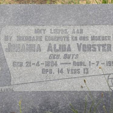 VORSTER Johanna Alida nee BUYS 1884-1951