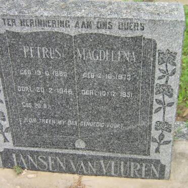 VUUREN Petrus, Jansen van 1869-1946 &amp; Magdelena 1873-1951
