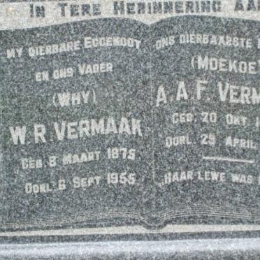 VERMAAK W.R. 1875-1955 &amp; A.A.F. 1875-1963