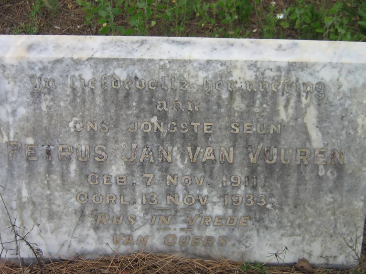 VUUREN Petrus Jan, van 1911-1933