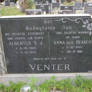 VENTER Albertus S.J. 1903-1972 &amp; Anna BEKKER 1907-1991