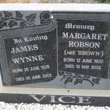 VICE James Wynne 1926-2002 &amp; Margaret Robson BROWN 1930-2002