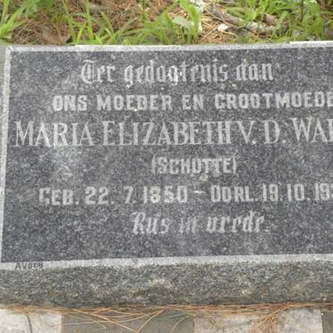 WALT Maria Elizabeth, v.d. nee SCHUTTE 1850-1934
