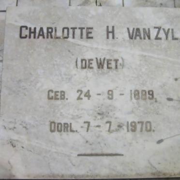 ZYL Charlotte H, van nee DE WET 1889-1970