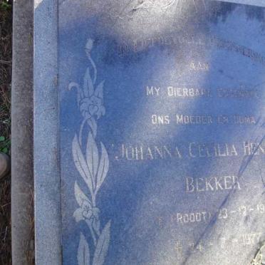 BEKKER Johanna Cecilia Hendrina nee ROODT 1902-1977