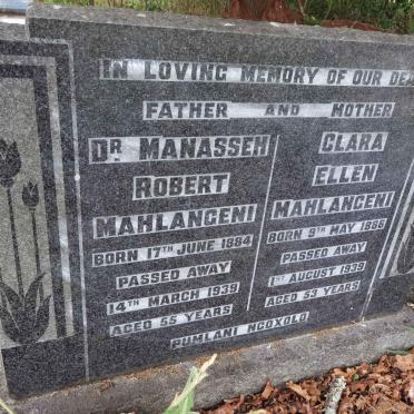 MAHLANGENI Manasseh Robert 1884-1939 &amp; Clara Ellen 1886-1939