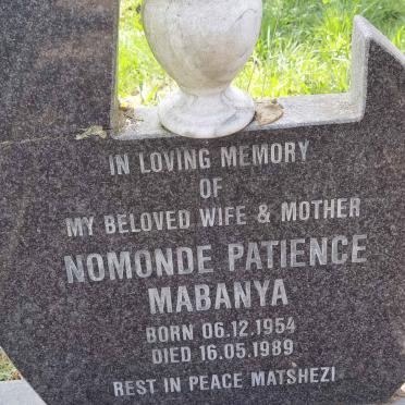 MABANYA Nomonde Patience 1954-1989