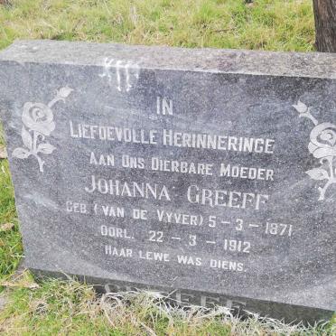 GREEFF Johanna nee VAN DE VYVER 1871-1912