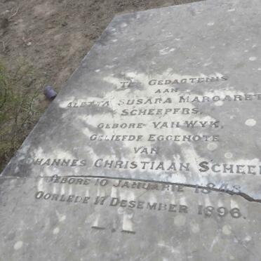 SCHEEPERS Aletta Susara Margaretha nee VAN WYK 1848-1896